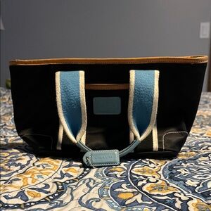 Coach Black Tote with Blue Accents